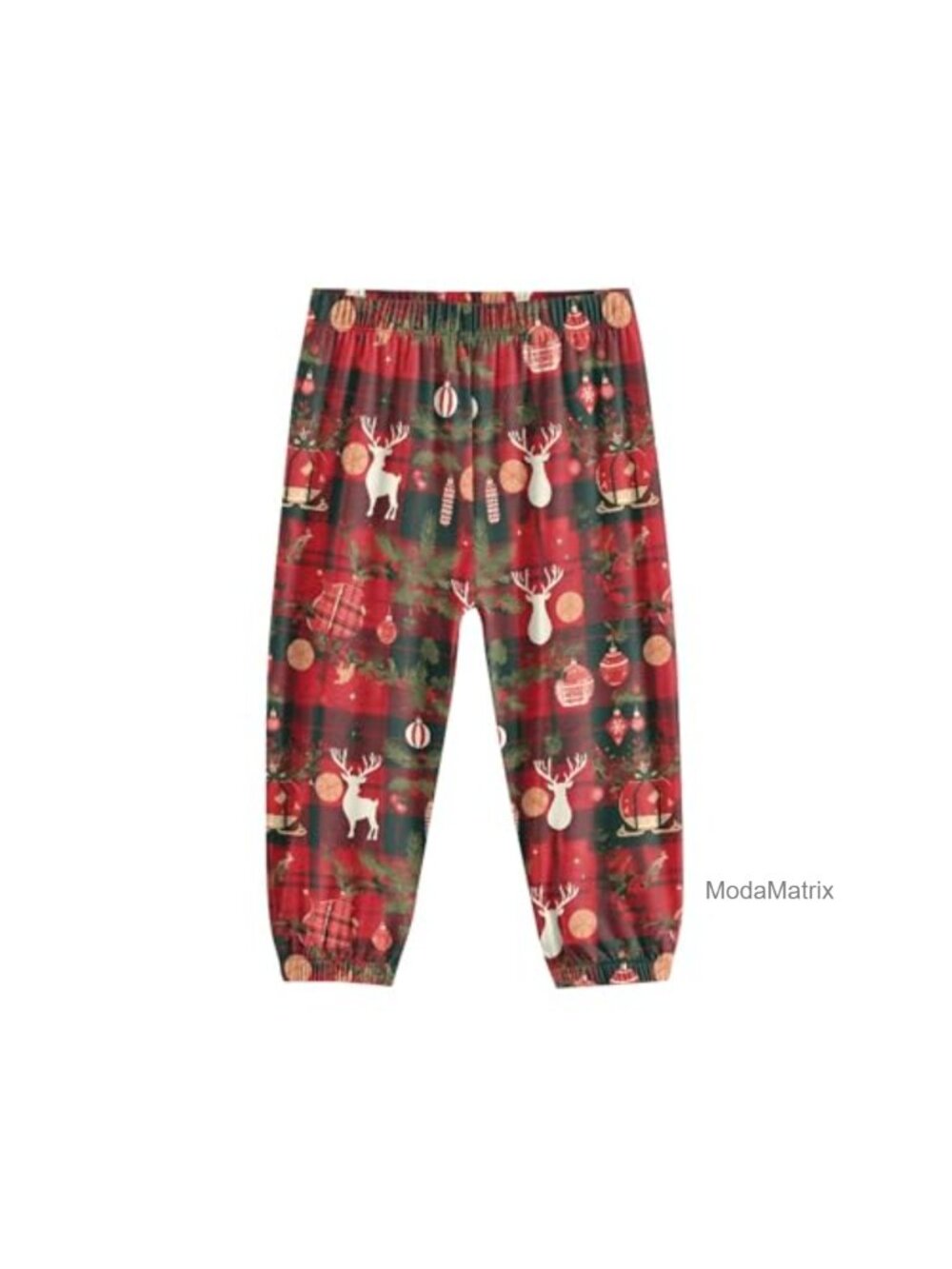 Kids Harem Pants Festive Jogger Trousers Holiday Print Lounge Elastic Bottoms - Picture 3 of 5